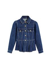 Scalpers Blue Denim Shirt With Puff Sleeves - Image 4 of 4