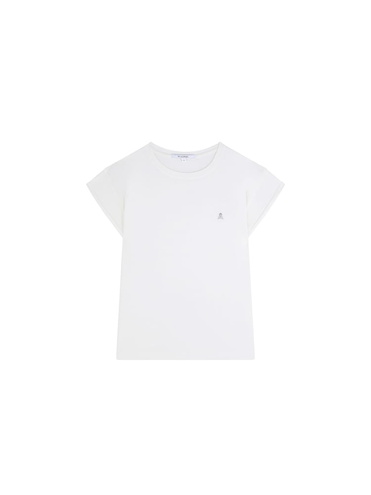 Scalpers White Embroidered Skull Basic T-Shirt - Image 4 of 4 Scalpers White Embroidered Skull Basic T-Shirt - Image 4 of 4