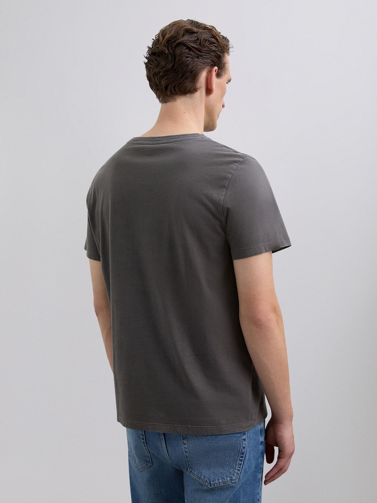 Scalpers Grey Embroidered Skull T-Shirt - Image 2 of 4 Scalpers Grey Embroidered Skull T-Shirt - Image 2 of 4