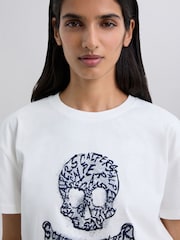Scalpers White Skull Flock T-Shirt - Image 3 of 4