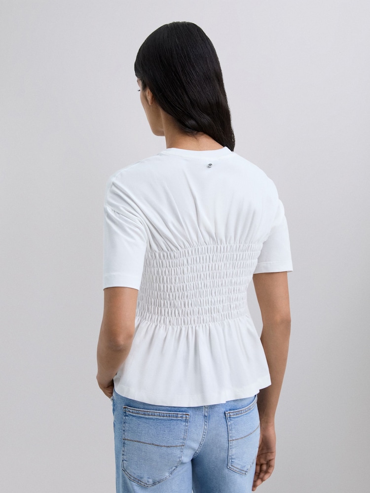 Scalpers Cream Short Sleeve Ruffled T-Shirt - Image 2 of 4 Scalpers Cream Short Sleeve Ruffled T-Shirt - Image 2 of 4