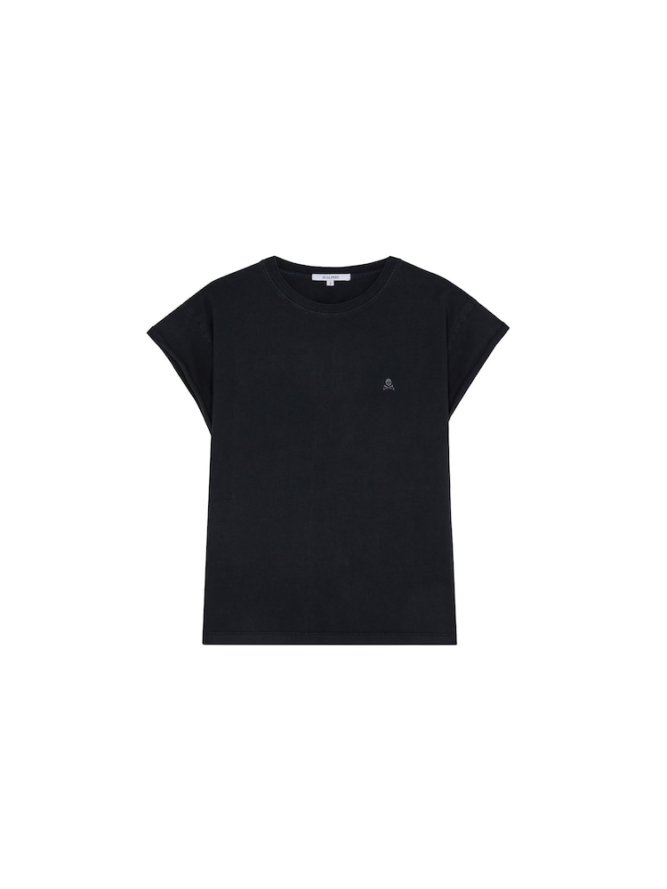 Scalpers Black Embroidered Skull Basic T-Shirt - Image 3 of 3 Scalpers Black Embroidered Skull Basic T-Shirt - Image 3 of 3