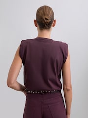 Scalpers Red Studded Sleeveless Blouse - Image 3 of 5