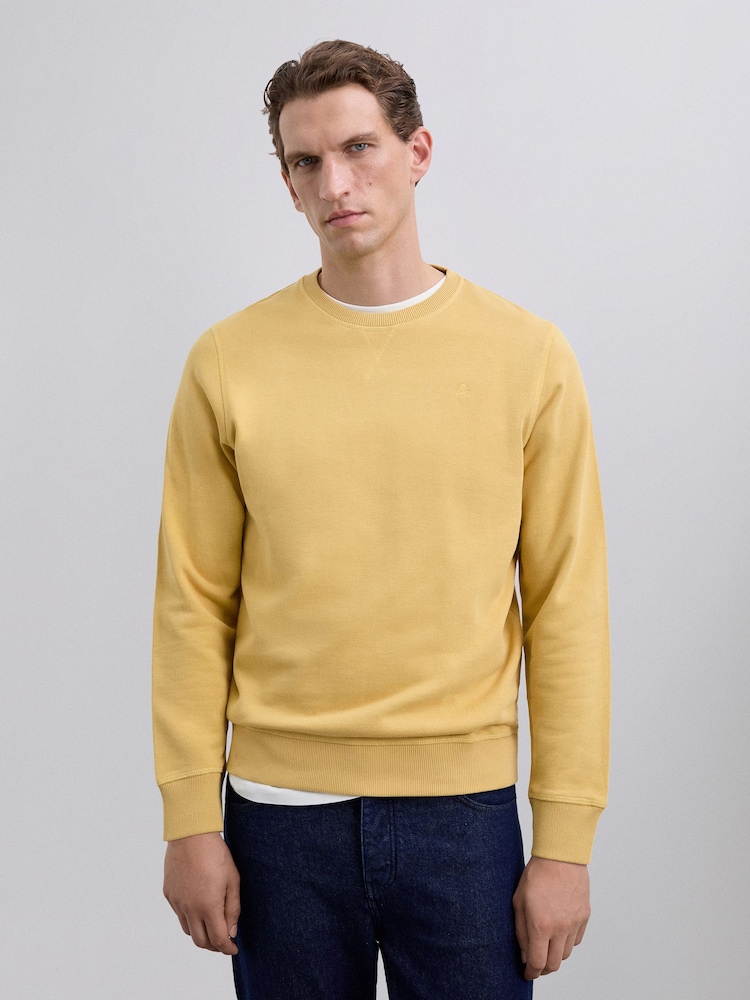 Scalpers Yellow Embroidered Skull Sweatshirt - Image 1 of 4 Scalpers Yellow Embroidered Skull Sweatshirt - Image 1 of 4