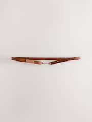 Tan Brown Skinny Snaffle Buckle Belt - Image 3 of 5