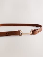 Tan Brown Skinny Snaffle Buckle Belt - Image 4 of 5