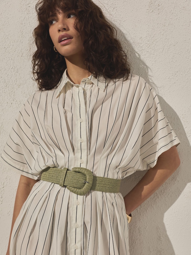 Pistachio Green Wide Raffia Effect Belt - Image 1 of 6