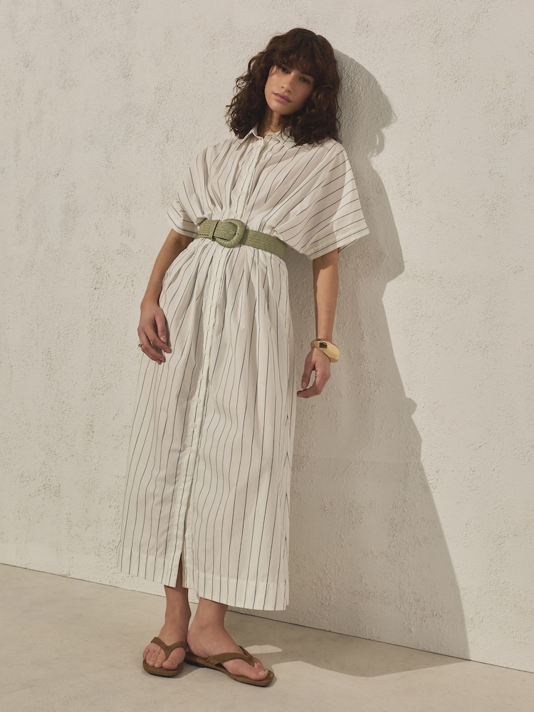 Pistachio Green Wide Raffia Effect Belt - Image 2 of 6