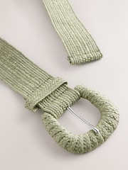 Pistachio Green Wide Raffia Effect Belt - Image 5 of 6