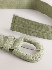 Pistachio Green Wide Raffia Effect Belt - Image 6 of 6