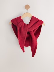 Red Knitted Midweight Triangle Scarf - Image 4 of 6