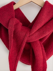 Red Knitted Midweight Triangle Scarf - Image 5 of 6