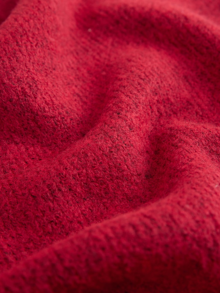 Red Knitted Midweight Triangle Scarf - Image 6 of 6