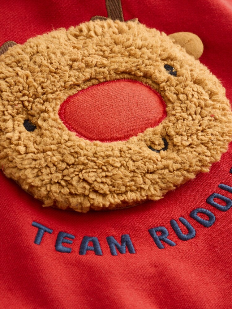 Red Boucle Rudolph Christmas Leggings and Crew Set (3mths-7yrs) - Image 7 of 7