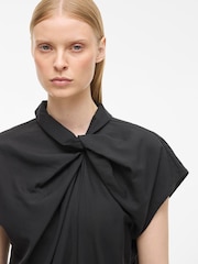 Rouge Edit Short Sleeve Twist Neck Detail Black Top - Image 3 of 3
