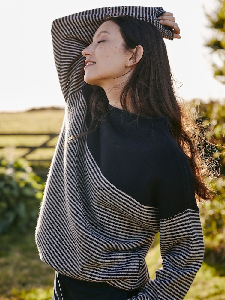 Celtic & Co. Blue Felted Funnel Neck Jumper - Image 1 of 5 Celtic & Co. Blue Felted Funnel Neck Jumper - Image 1 of 5