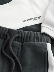 Black/White Long Sleeve Soft Touch T-Shirt and Joggers Set (3mths-7yrs) - Image 3 of 5