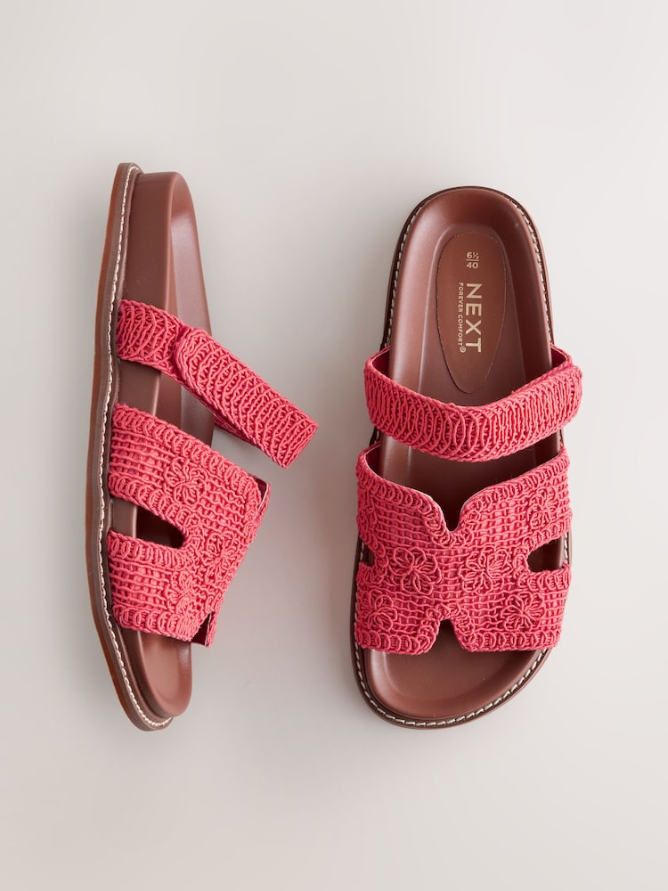 Coral Red Forever Comfort® Woven Footbed Sandals - Image 1 of 9