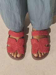 Coral Red Forever Comfort® Woven Footbed Sandals - Image 2 of 9