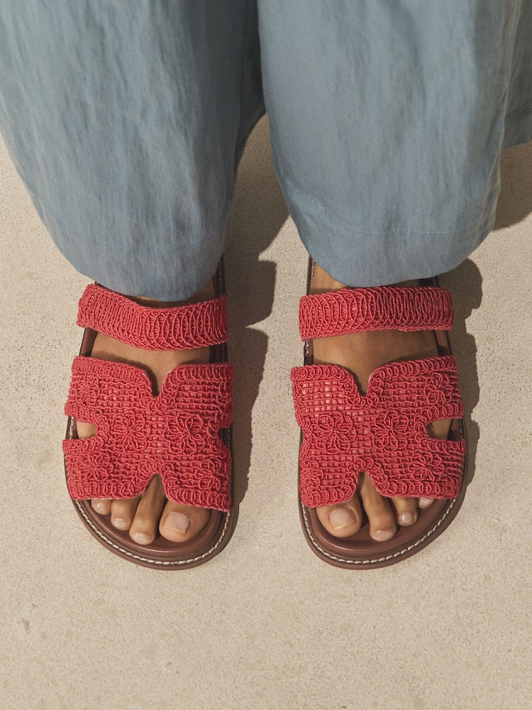 Coral Red Forever Comfort® Woven Footbed Sandals - Image 2 of 9