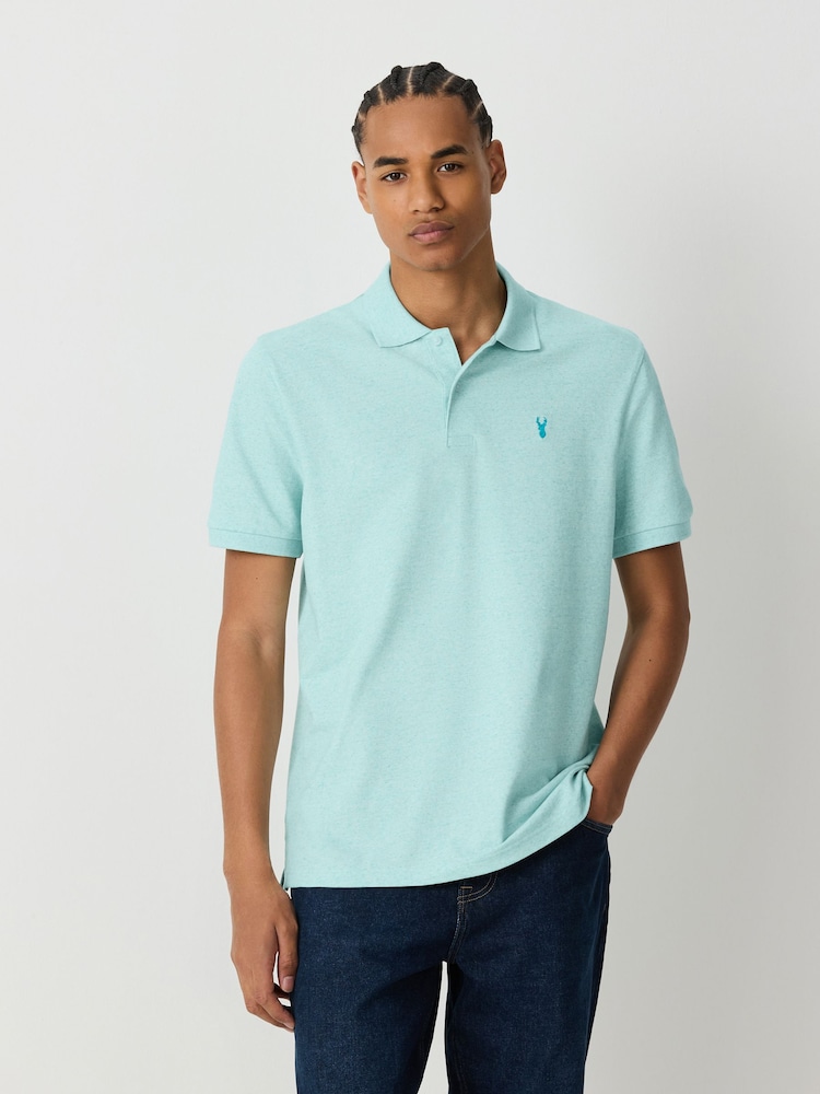 Aqua Marl Regular Fit Short Sleeve Pique Polo Shirt - Image 1 of 7 Aqua Marl Regular Fit Short Sleeve Pique Polo Shirt - Image 1 of 7