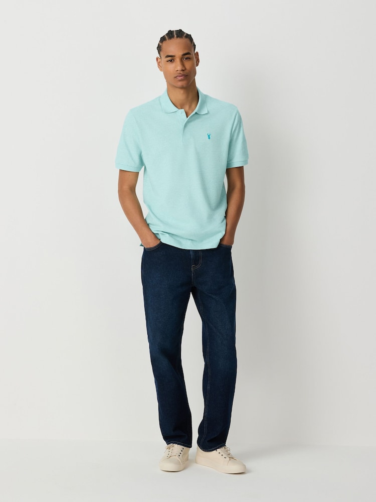 Aqua Marl Regular Fit Short Sleeve Pique Polo Shirt - Image 2 of 7 Aqua Marl Regular Fit Short Sleeve Pique Polo Shirt - Image 2 of 7