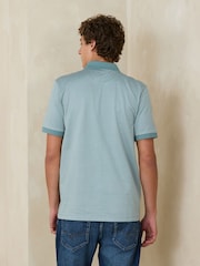 Teal Blue Geo Pattern Polo Shirt - Image 3 of 7