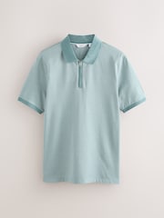 Teal Blue Geo Pattern Polo Shirt - Image 5 of 7