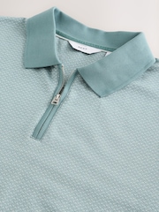 Teal Blue Geo Pattern Polo Shirt - Image 6 of 7
