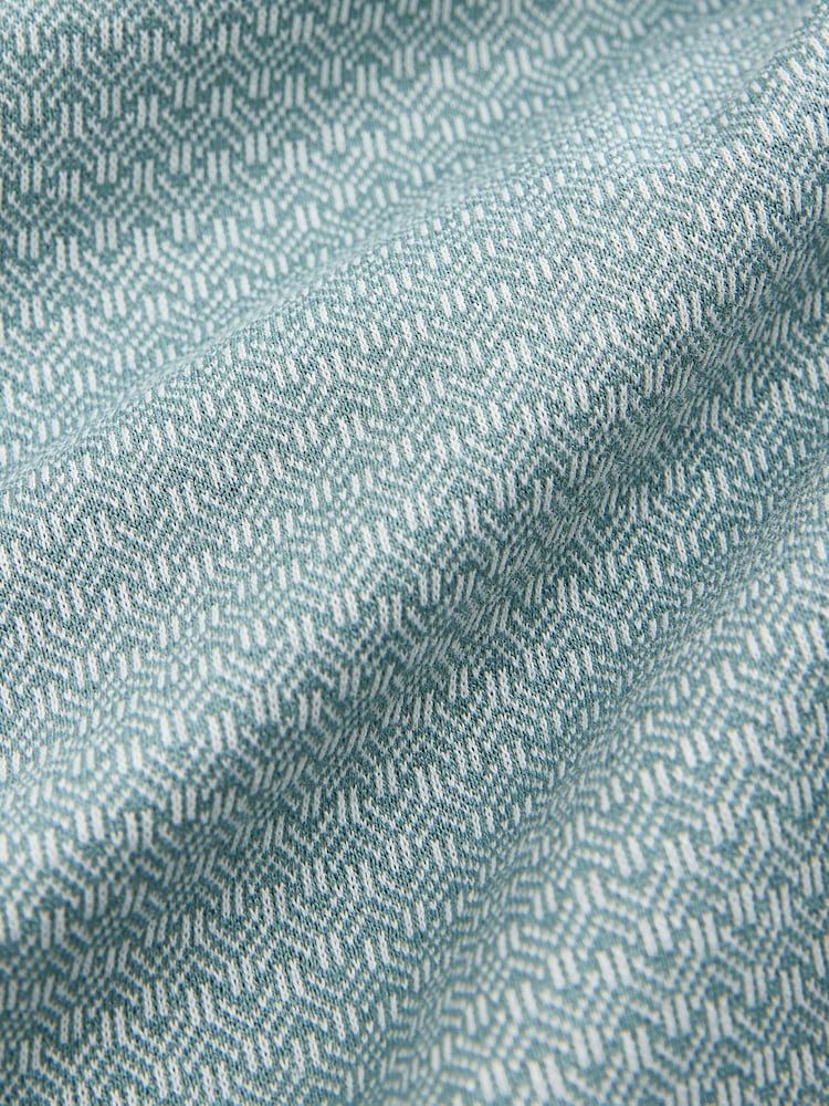 Teal Blue Geo Pattern Polo Shirt - Image 7 of 7