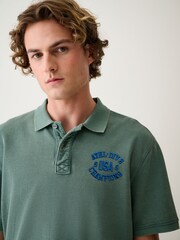 Green Washed Short Sleeve Polo Shirt - Image 1 of 8