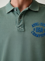 Green Washed Short Sleeve Polo Shirt - Image 5 of 8