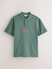 Green Washed Short Sleeve Polo Shirt - Image 6 of 8
