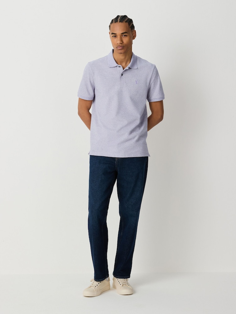 Lilac Marl Regular Fit Regular Fit Short Sleeve Pique Polo Shirt - Image 2 of 4 Lilac Marl Regular Fit Regular Fit Short Sleeve Pique Polo Shirt - Image 2 of 4