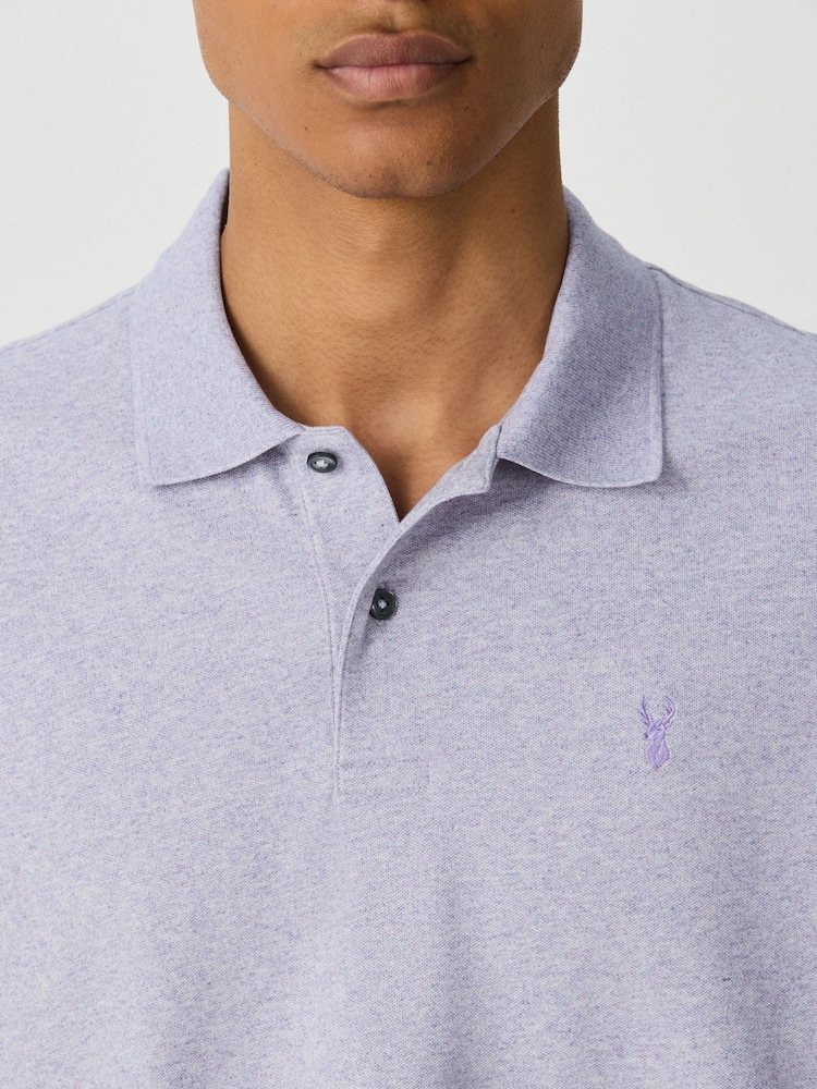 Lilac Marl Regular Fit Regular Fit Short Sleeve Pique Polo Shirt - Image 4 of 4 Lilac Marl Regular Fit Regular Fit Short Sleeve Pique Polo Shirt - Image 4 of 4