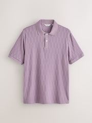 Mauve Purple Jacquard Textured Modal Polo Shirt - Image 5 of 7