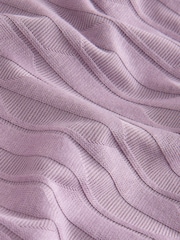 Mauve Purple Jacquard Textured Modal Polo Shirt - Image 6 of 7