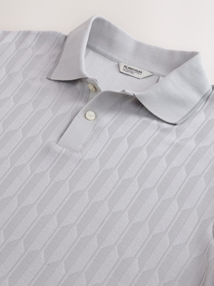 Gris - Jacquard Textured Modal Polo Shirt - Imagen 7 de 7