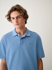 Blue Washed Short Sleeve Polo Shirt - Image 1 of 8