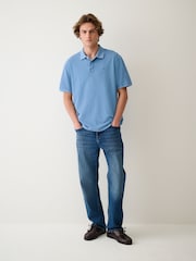 Blue Washed Short Sleeve Polo Shirt - Image 3 of 8