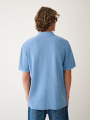 Blue Washed Short Sleeve Polo Shirt - Image 4 of 8
