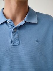 Blue Washed Short Sleeve Polo Shirt - Image 5 of 8