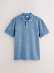 Blue Washed Short Sleeve Polo Shirt - Image 6 of 8