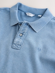 Blue Washed Short Sleeve Polo Shirt - Image 7 of 8