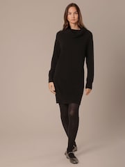 Celtic & Co. Lambs Slouchy Cowl Neck Black Dress - Image 1 of 7