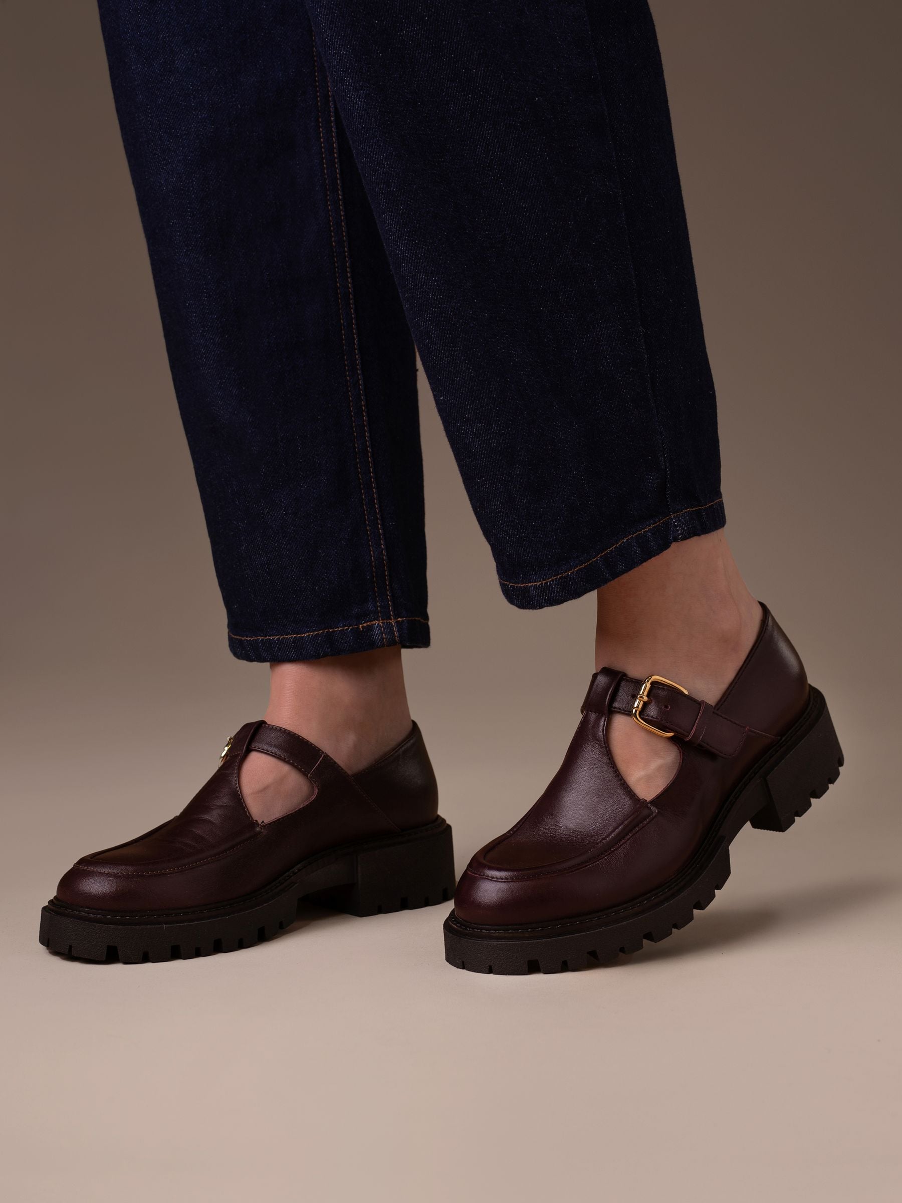 Buy Celtic & Co. Red Chunky T Bar Loafers from Next USA