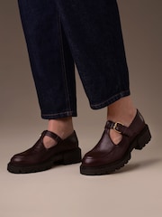 Celtic & Co. Red Chunky T Bar Loafers - Image 2 of 9
