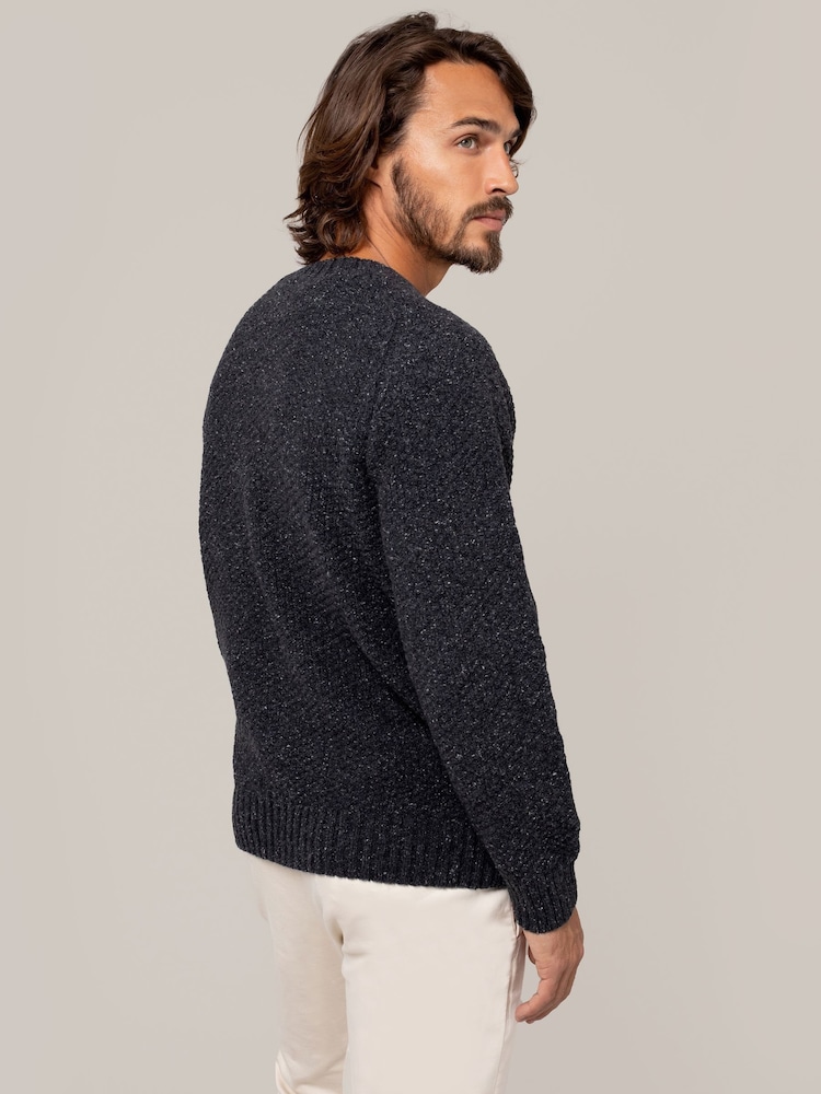 Celtic & Co. Grey Mens Cashmere & Merino Wool Moss Stich Jumper - Image 2 of 6 Celtic & Co. Grey Mens Cashmere & Merino Wool Moss Stich Jumper - Image 2 of 6