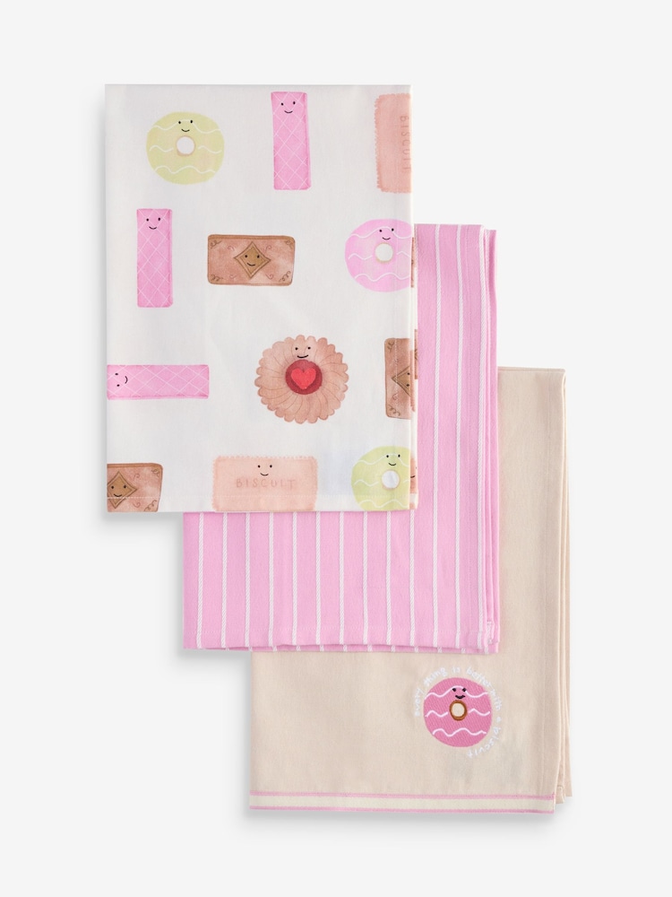 Set of 3 Pink Biscuit Tea Towels - Image 5 of 5 Set of 3 Pink Biscuit Tea Towels - Image 5 of 5