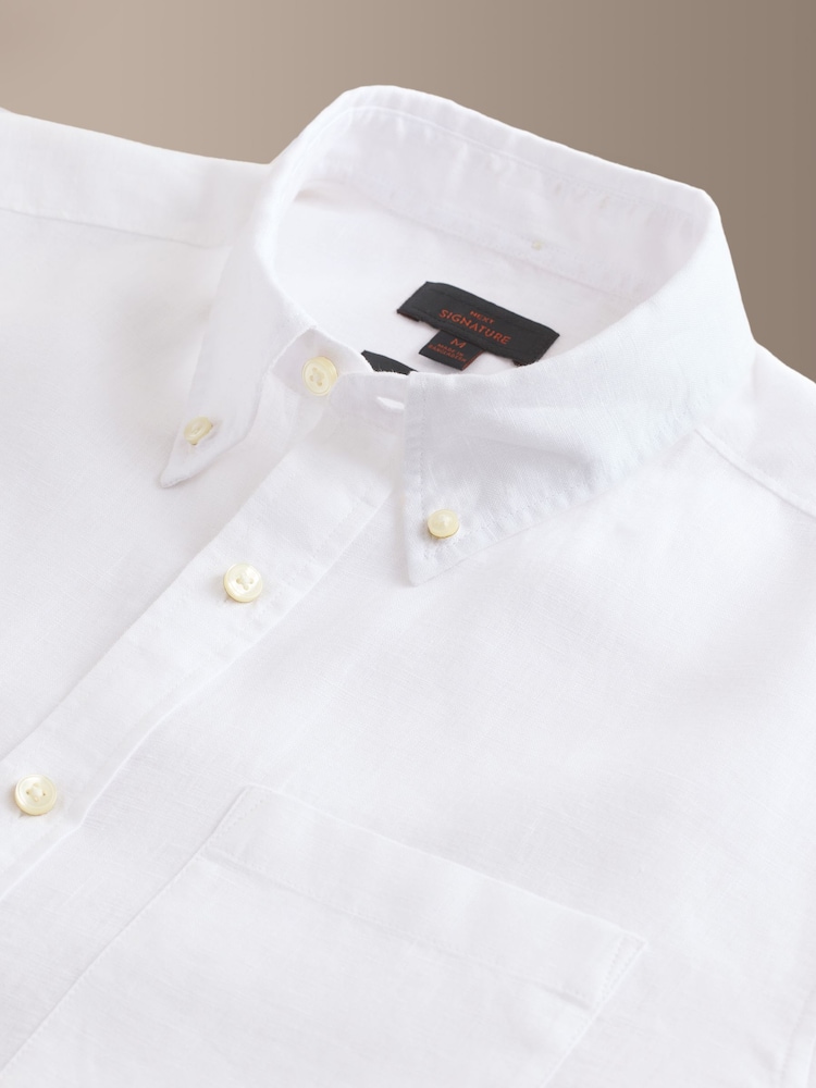 White Long Sleeve Signature 100% Linen Shirt - Image 9 of 9 White Long Sleeve Signature 100% Linen Shirt - Image 9 of 9
